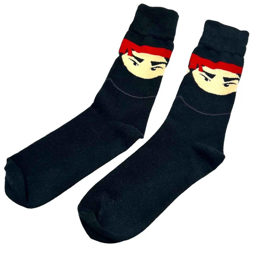 MEN'S NINJA NOVELTY BLACK CREW SOCKS